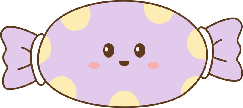 Cute Polka Wrapped Candy Kawaii Girly Decorative Clipart