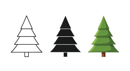 Obraz premium three stylized christmas tree icons set - Minimalist, flat icon, outline, glyph, linear, clipart, sticker - icon set