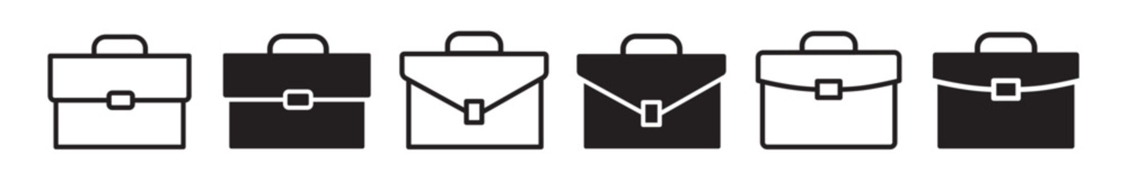 briefcase vector symbol set. business suitcase bag icon set. Career portfolio sign. professional job brief case icon collection.