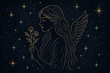 Obraz premium Elegant celestial angelic nightscape background