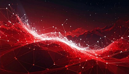Fototapeta premium A vibrant red and white network of lights against a starry night sky