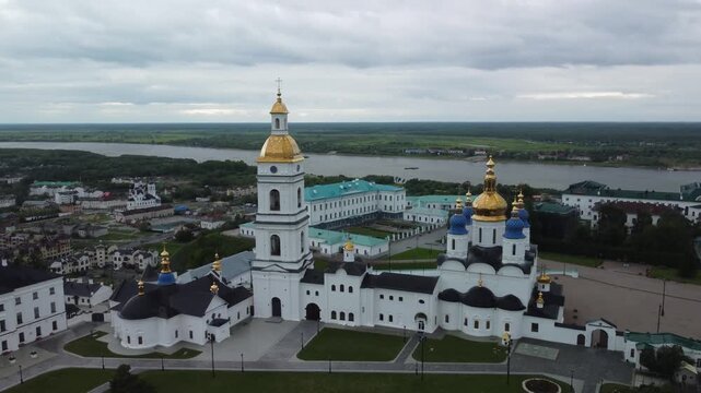 Aerial view of Tobolsk Kremlin, a unique architectural landmark of Siberia