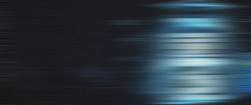 Abstract background with horizontal motion blur effect and blue light streaks on a dark textured surface
