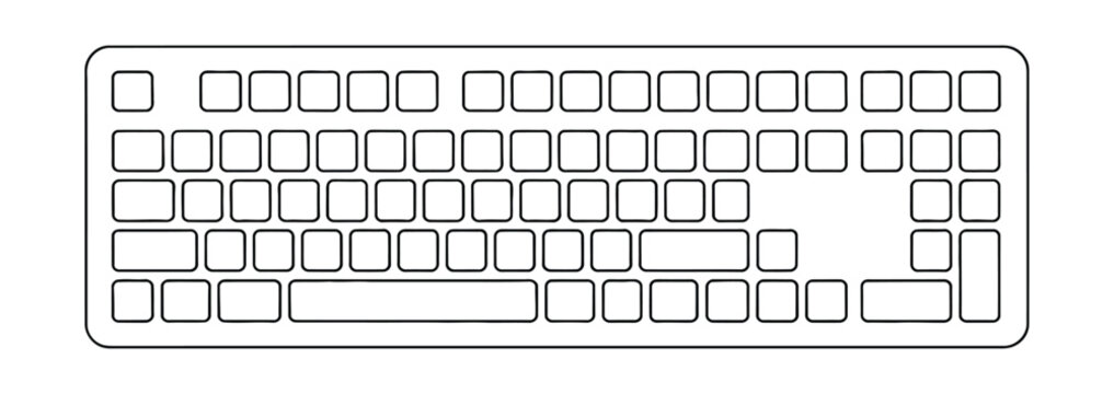 Computer keyboard icon outline style black lines on white background Vector illustration