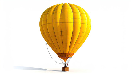 Fototapeta premium Vibrant Yellow Hot Air Balloon on White Background Ready to Fly