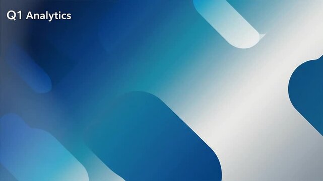 Abstract blue and white background with flowing rounded shapes and 'Q1 Analytics' text.