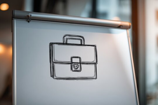 Briefcase icon sketched on whiteboard