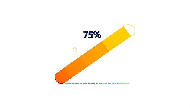 Orange gradient progress bar showing 75 percent completion on white background