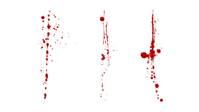 Vertical red blood splatters on transparent grid background.