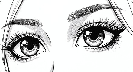 Obraz premium Black and white eyes with detailed eyelashes
