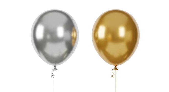 Golden and Silver Balloons Floating