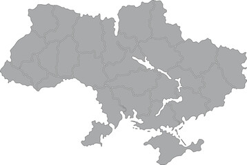 Fototapeta premium Simple Map of Ukraine with Administrative Borders in Grey Layout
