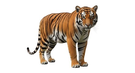Fototapeta premium A majestic tiger standing against a white background