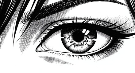Obraz premium Black and white eye illustration detailed close-up