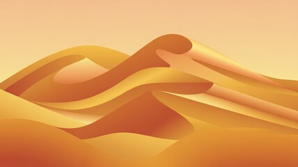 Abstract golden desert dunes with flowing layered curves