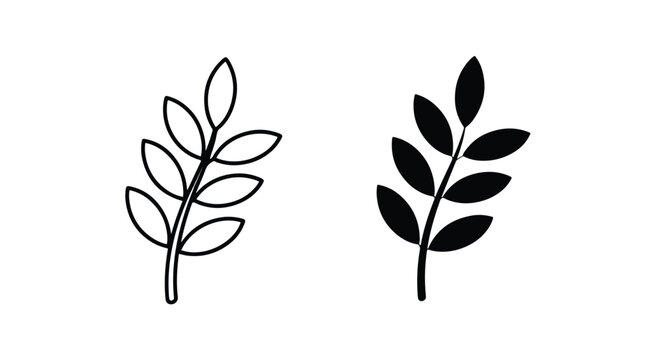 Nature leaf branch icon set vector - Solid vector icons  - Clipart, sticker - icon set
