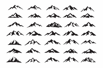 Fototapeta premium Collection of diverse mountain silhouettes