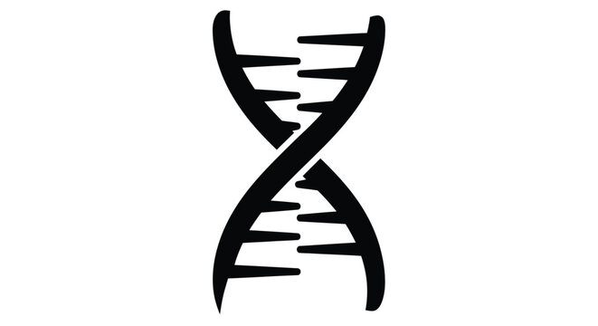 Black dna double helix illustration on a white background scientific concept