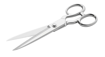 Fototapeta premium Shiny Metal Scissors Isolated on Black Background