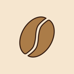 Obraz premium Minimalist Vector Illustration of Single Coffee Bean. Simple Coffee Seed Graphic on Beige Background. 