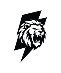 Roaring Lion Lightning Logo Power Energy Mascot Icon © Vector Crowd