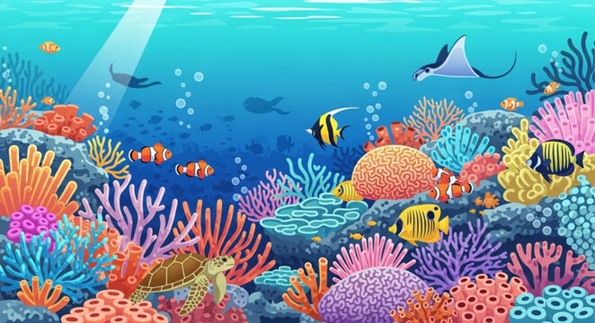 coral reef and fishes