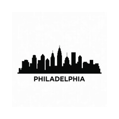 Fototapeta premium Philadelphia skyline silhouette with city name displayed below