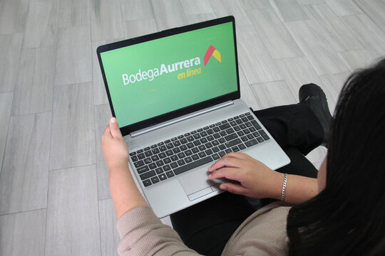 Mexico City, Mexico - Jan 28, 2025: Bodega Aurrera online for mobile and laptop shopping is a Mexican discount supermarket chain famous for its character Mama Lucha