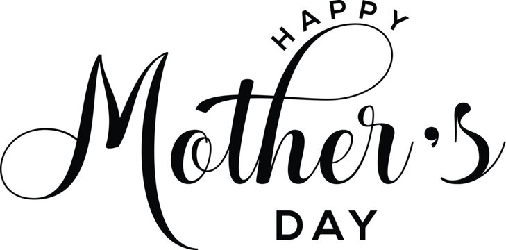 Elegant calligraphy lettering spells out mother s day with decorative flourishes