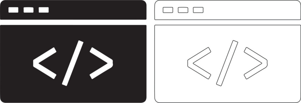 Vector illustration of two code editor icons with brackets