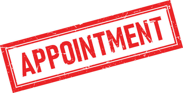 Red Distressed Appointment Rubber Stamp Impression with Border on a White Background