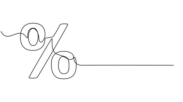 Percent sign, Self drawing single line animation, Sales and discount promotion concept, Self drawing line animation Low and high percent down and growth gdp interest rate sign continuous one single