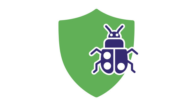 Shield with bug logo icon.