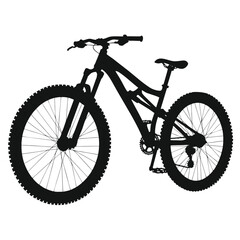 Fototapeta premium Black mountain bike, bicycle silhouette, vector bike, cycling icon