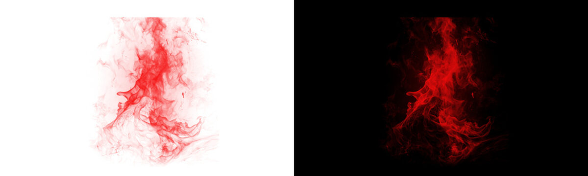 Glowing Red Neon Tall Irregular Smoke Plume - Day and Night Versions