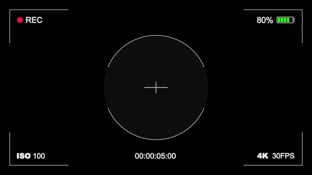 Digital camera viewfinder recording screen interface. Recording UI Overlay. 4K Motion Graphics