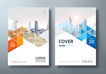 Blue and Orange Annual report brochure flyer design template vector, Leaflet presentation, book cover, layout in A4 size