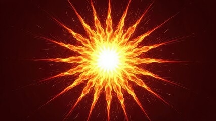 Fototapeta premium Fiery Solar Mandala with Wavy Rays, Spiritual Enlightenment Energy Burst, Abstract Cosmic Sun Flare