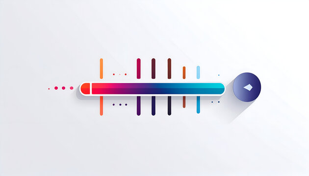 Abstract colorful equalizer design with sound wave and dial on white background