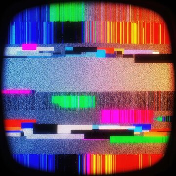 Abstract digital noise and static screen error effect with colorful broken television distortion texture background, futuristic, retro, wallpaper