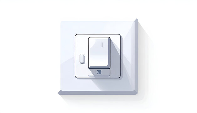 Wall mounted light switch with a toggle lever in the on position vector illustration