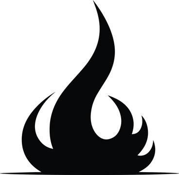 Llama de fuego minimalista, silueta negra de hoguera abstracta, icono de calor y energ&iacute;a en formato vectorial sobre fondo blanco
