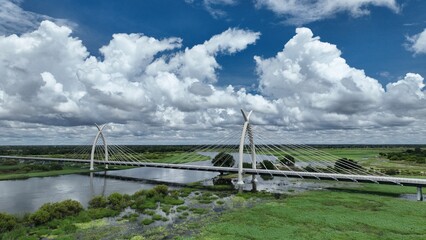 Fototapeta premium Okavango river bridge at Mohembo in Botswana, Africa