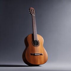 Obraz premium Isolated classical acoustic guitar wooden six string musical instrument