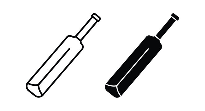 Professional cricket bat icon set - Minimalist, flat icon, outline, glyph, linear, clipart, sticker - icon set