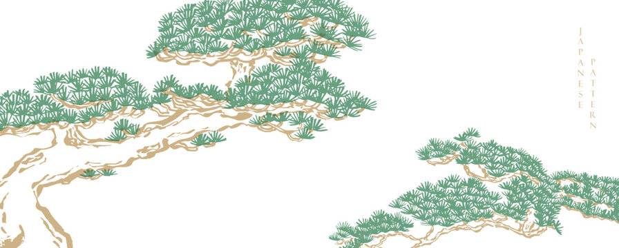 Bonsai tree brancink wash painting in natural background.