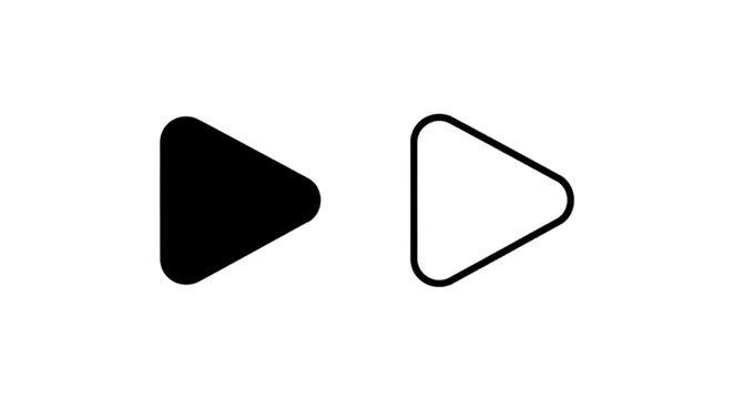 Vector illustration&nbsp;of set of play button icons, solid and outline style on a transparent background