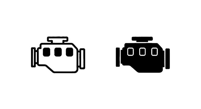 Vector illustration&nbsp;of engine icon set, car motor symbol, mechanical vehicle component on a transparent background
