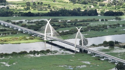 Obraz premium Okavango river bridge at Mohembo in Botswana, Africa