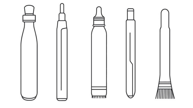 Outlined illustrations of five different tools. Each shows the outline of a simple, sleek design